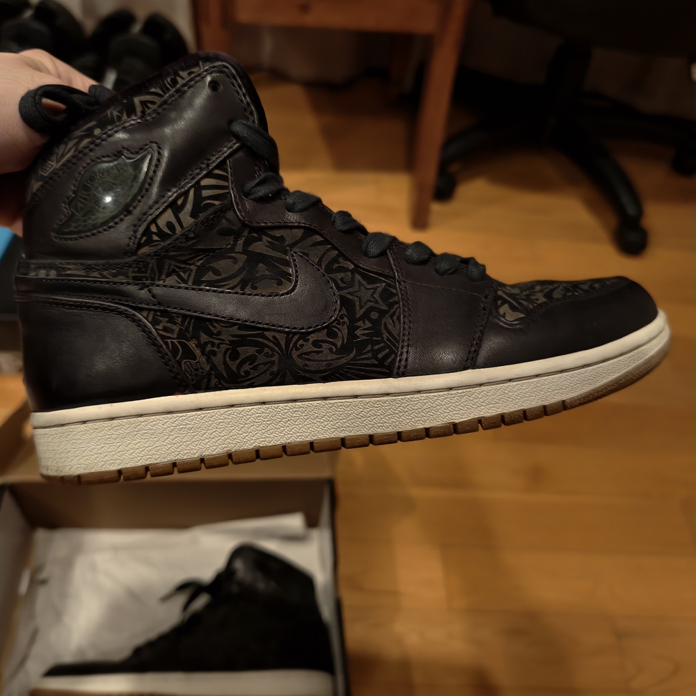 Black Patterned High-Top Sneakers